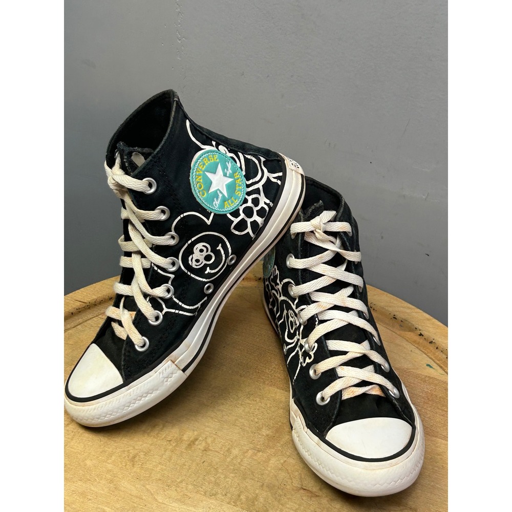Converse Sneakers Womens 7 Black Chuck Taylor All‎ Star Doodle Graphic High Top